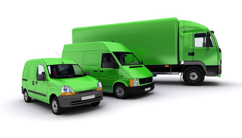 Fleet insurance vehicles in green