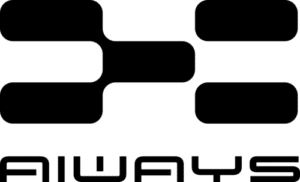 Always logo. Black, rounded blocks above the word "Always" on a dark green background.