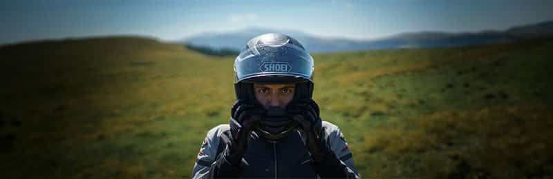 Rider wearing a helmet