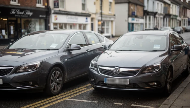 Private hire cars parked on a UK high street