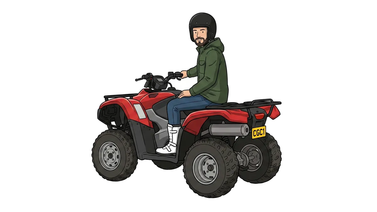 A rider on a quad bike ATV.