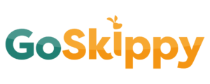 GoSkippy logo. Teal Go and orange Skippy wordmark with a kangaroo motif.