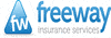 Freeway Insurance Services logo. Blue text and triangle icon.