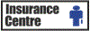 Go to Insurance Centre. Blue figure icon on a white sign with grey border.