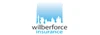 Wilberforce Insurance logo. Blue cityscape silhouette above company name.